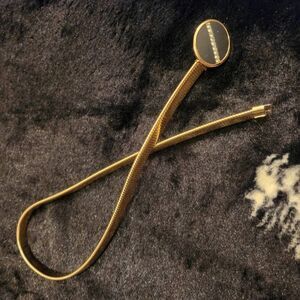 Vintage 1990s‎ Park Lane Gold Elastic Belt with Black and Rhinestone Buckle